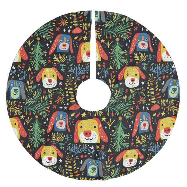 Cute Hund jul Julgransmatta Borstad Polyester (Framsidan)