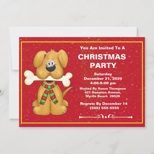 Cute Hund jul Party Inbjudningar (Framsida)