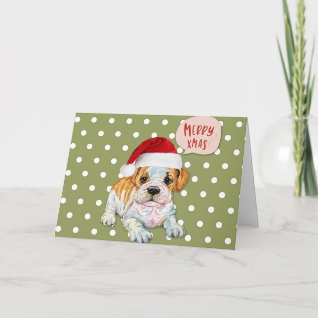 Cute Hund jul Polka dots Helgkort (Framsida)