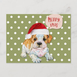 Cute Hund jul Polka dots Vykort
