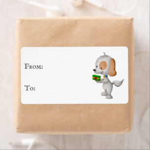 Cute Hund jul till från Sticker Fraktsedel