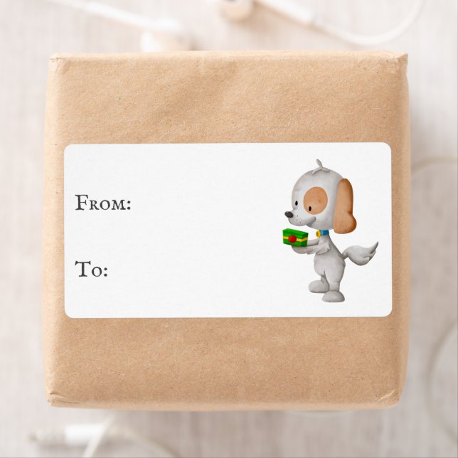 Cute Hund jul till från Sticker Fraktsedel (Insitu)