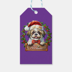 Cute Hund-julprydnad - God jul Presentetikett