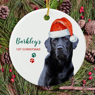 Cute Hund jultomten Hund Pet Black Labrador Julgransprydnad Keramik
