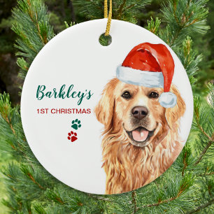 Cute Hund jultomten Hund Pet Golden Retriever Julgransprydnad Keramik