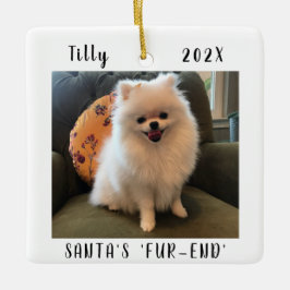 Cute Hund-jultomten - två sidokörfoto Julgransprydnad Keramik