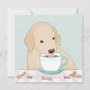 Cute Hund, kaffe och dryck Illustration Poster Tack Kort
