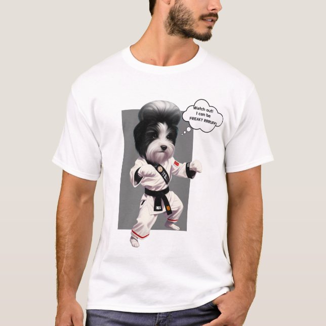 Cute Hund Karate Master Rolig hund på karate gif T Shirt (Framsida)
