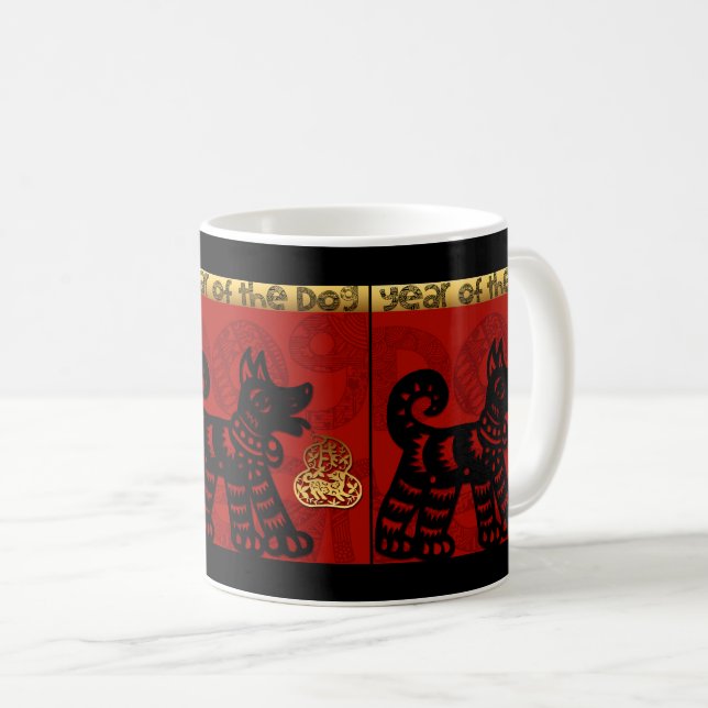 Cute Hund kinesiska året Zodiac Birthday Mugg (Framsida höger)