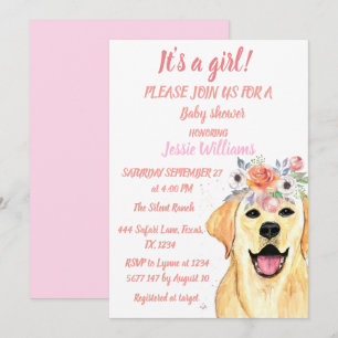 Cute Hund Labrador Animals Rosa Puppy Flicka Inbjudningar