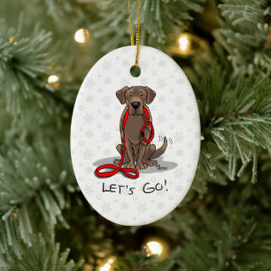 Cute Hund - Låt oss! Chocolate Labrador Retriever Julgransprydnad Keramik