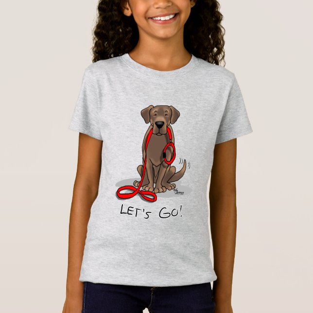 Cute Hund - Låt oss! Chocolate Labrador Retriever T Shirt (Framsida)