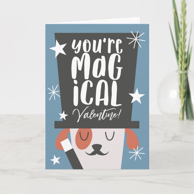 Cute Hund Magic Valentines day Helgkort (Framsida)