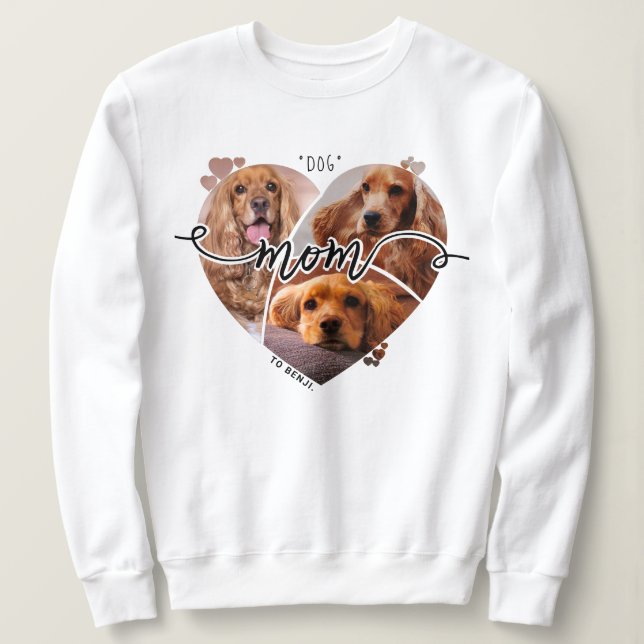 Cute Hund Mamma Anpassningsbar Hjärtformad fotokol T Shirt (Design framsida)