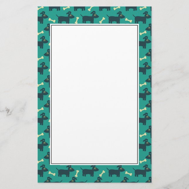 Cute Hund med benet på Gröntens bakgrund Brevpapper (Framsida)