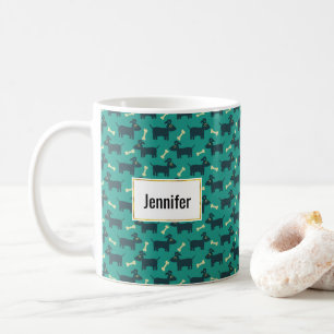 Cute Hund med benet på Gröntens bakgrund Kaffemugg