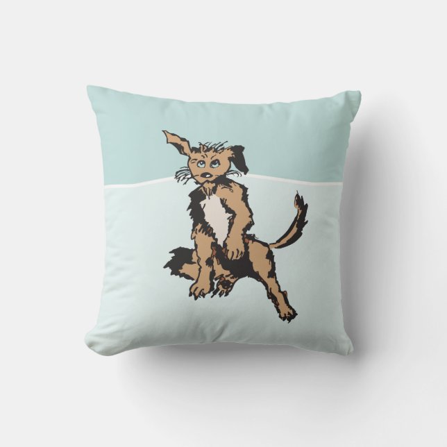 Cute Hund med blå marionett Ögon Kudde (Framsida)