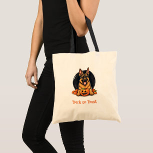 Cute Hund med Jack-O' Lantern Bus eller godis Tygkasse
