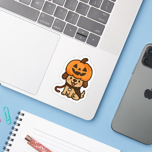 Cute-hund med jack-o-lytern klistermärken