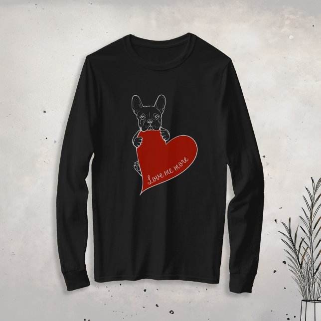 Cute Hund med Red Heart Fransk Bulldog T Shirt (Skapare uppladdad)