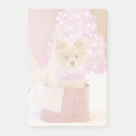 Cute Hund med Rosa Bow Julfoto Post-it Block