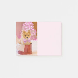 Cute Hund med Rosa Bow Julfoto Post-it Block