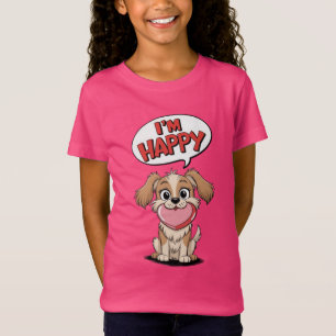 Cute Hund med Rosa Heart och ett Glatt budskap T Shirt