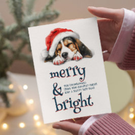 Cute Hund med Santa Hat Merry och Bright Julkort