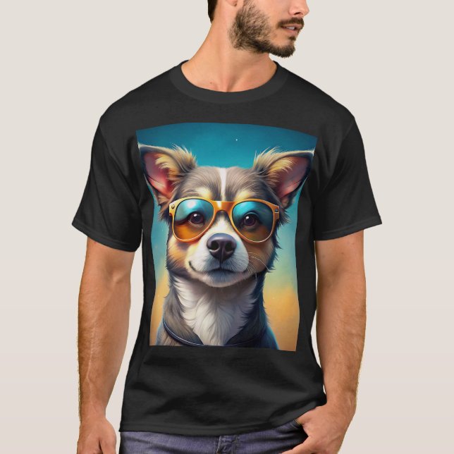 Cute hund med solglasögon t shirt (Framsida)