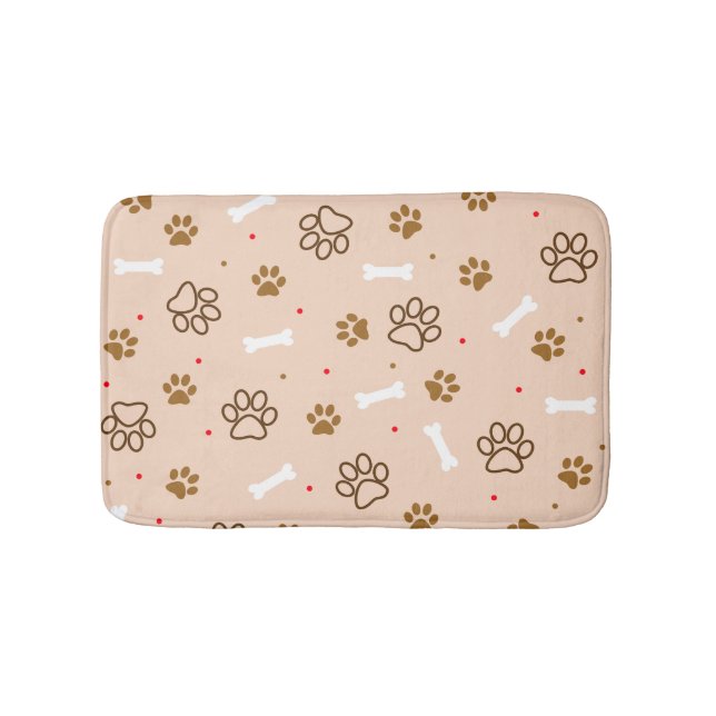 Cute hund mönster med små ben av tassar polka dots badrumsmatta (Framsidan)