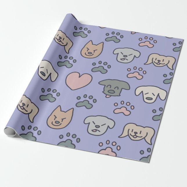 Cute Hund Mönster Presentpapper (Utrullad)