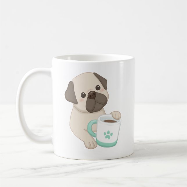 Cute Hund & Mugg Illustration (Vänster)