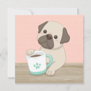 Cute Hund & Mugg Illustration Art Tack Kort