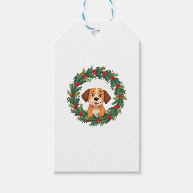 Cute Hund Nose Julfrö Hund D Presentetikett (Framsidan)