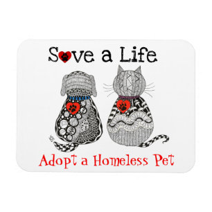 Cute Hund och Cat Adoption Magnet 3" x4"