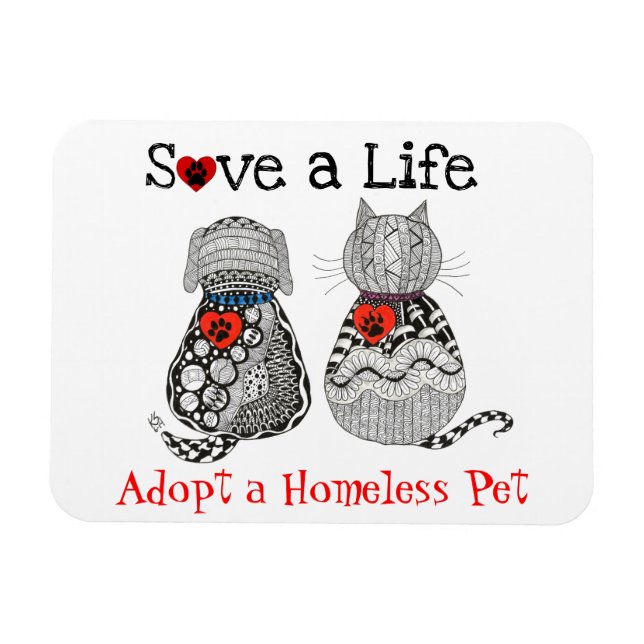 Cute Hund och Cat Adoption Magnet 3" x4" (Horisontell)