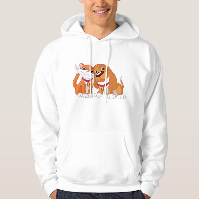 Cute Hund och Cat Manar Hoodie (Framsida)