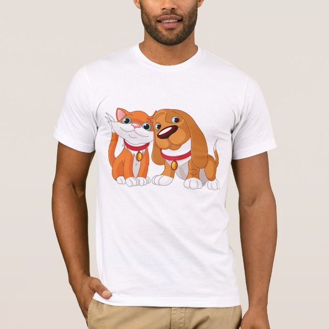 Cute Hund och Cat Manar T-Shirt (Framsida)