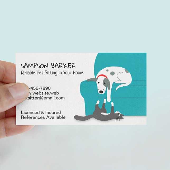 Cute Hund och Cat Pet Sitta | Djurvård Visitkort (Skapare uppladdad)