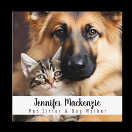 Cute Hund och Cat Pet Sitter and Dog Walker Fyrkantigt Visitkort