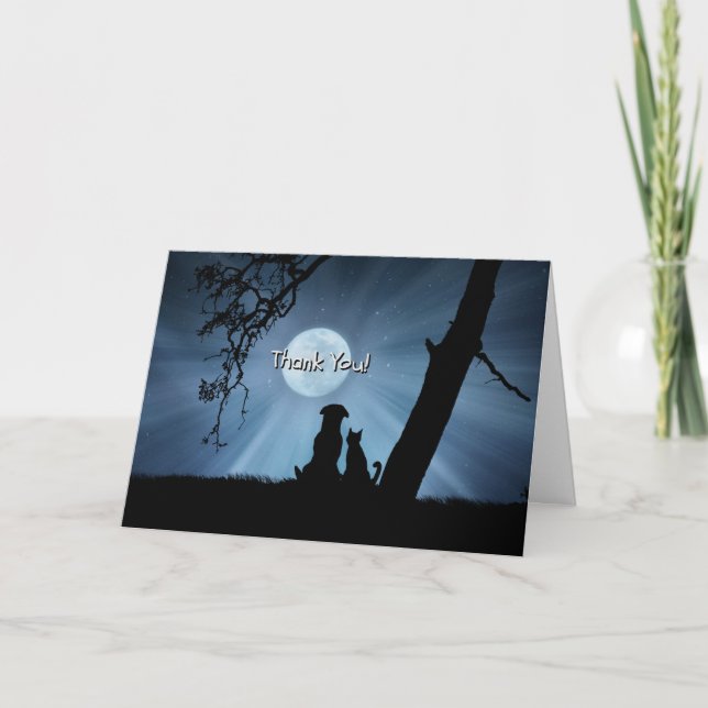 Cute Hund och Cat Tack för Pet Sitta Kort (Framsida)