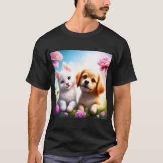 Cute Hund och katt är Bra vänner T Shirt