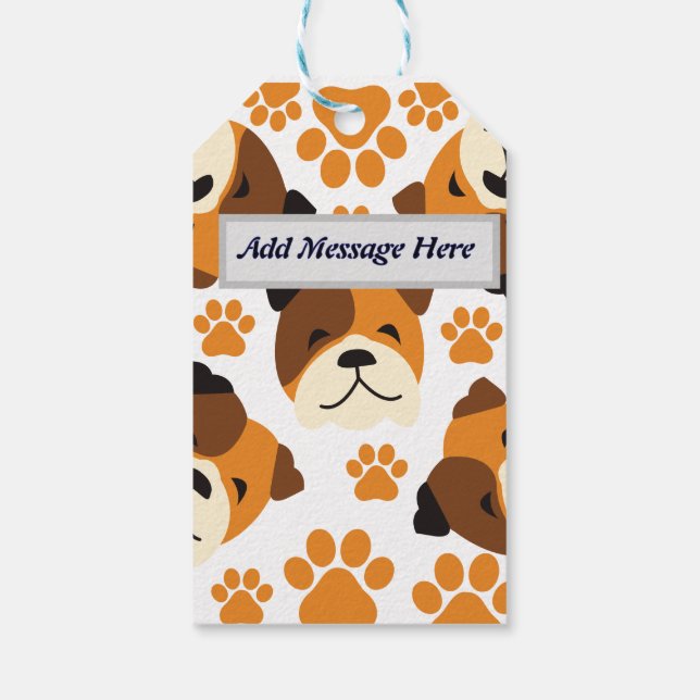 Cute Hund och Tassar Presentetikett (Baksidan)