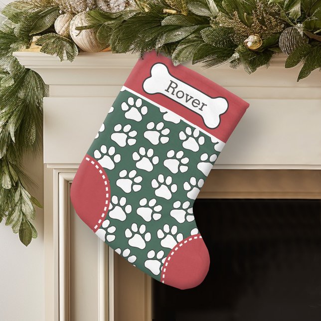 Cute Hund Paw Skriv ut Mönster Anpassningsbar Pet  Liten Julstrumpa (Personalized Christmas Stocking)