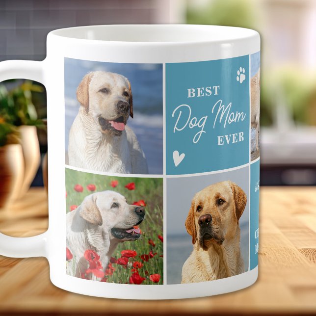 Cute HUND Personlig Modern 7-fotokollage Kaffemugg (Skapare uppladdad)