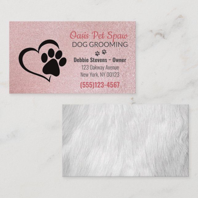 Cute Hund Pet Grooming Service Visitkort (Fram/baksida)