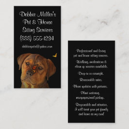 Cute Hund Pet och House Sitta med Butterflies Visitkort