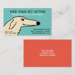 Cute Hund Pet Sitta Long Nose Borzoi Tecknad Visitkort
