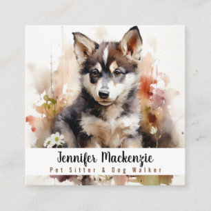 Cute Hund Pet Sitter och Dog Walker Fyrkantigt Visitkort