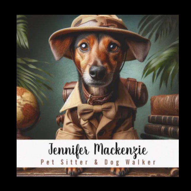 Cute Hund Pet Sitter och Dog Walker Fyrkantigt Visitkort (Skapare uppladdad)
